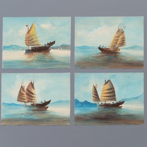 Chinese Canton school: 'European merchant ships', gouache on paper, 18/19th C. — photo 1