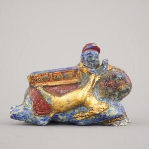 Chinese gesculpteerde figuur van een ruiter, beschilderd in lapis lazuli, 19e eeuw — foto 5
