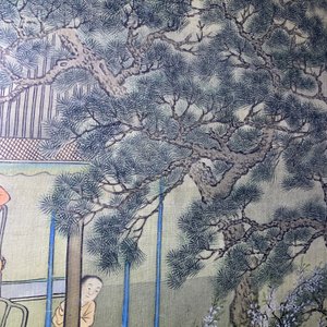 Chinese school, 18/19e eeuw, inkt en kleur op zijde: 'landschap met figuren bij een pagode' — foto 28