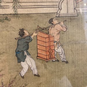 Chinese school, 18/19th C., ink and colour on silk: 'landscape with figures near a pagoda' — 照片 17