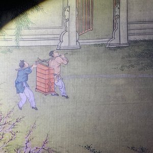 Chinese school, 18/19th C., ink and colour on silk: 'landscape with figures near a pagoda' — 照片 34