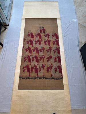 Chinese school: '24 monks', ink and colour on silk, Qing — photo 1