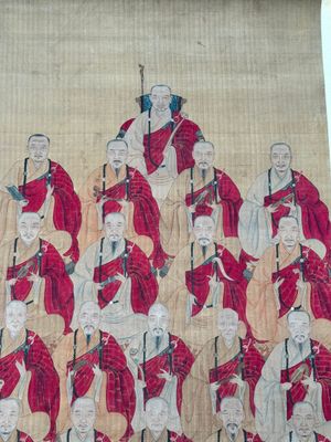 Chinese school: '24 monks', ink and colour on silk, Qing — photo 3
