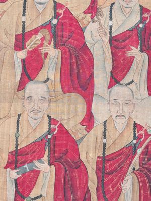 Chinese school: '24 monks', ink and colour on silk, Qing — photo 4