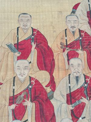 Chinese school: '24 monks', ink and colour on silk, Qing — photo 7