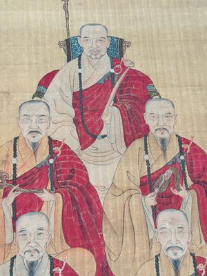 Chinese school: '24 monks', ink and colour on silk, Qing — photo 8