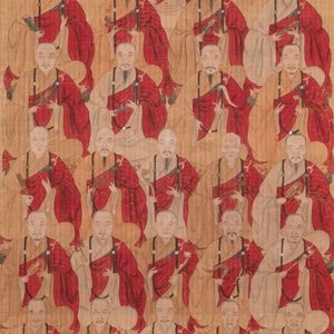 Chinese school: '24 monks', ink and colour on silk, Qing — photo 1