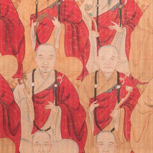 Chinese school: '24 monks', ink and colour on silk, Qing — photo 3