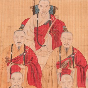 Chinese school: '24 monks', ink and colour on silk, Qing — photo 4