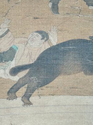Chinese school: 'A bear breaks into the palace', ink and colour on silk, Qing — 照片 12