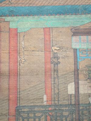 Chinese school: 'A bear breaks into the palace', ink and colour on silk, Qing — 照片 15