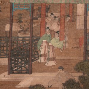 Chinese school: 'A bear breaks into the palace', ink and colour on silk, Qing — 照片 3