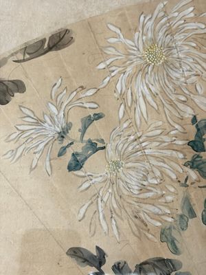 Chinese school: a framed painted fan with flowers, ink and colour on paper, dated 1924 — photo 3