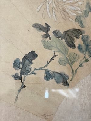 Chinese school: a framed painted fan with flowers, ink and colour on paper, dated 1924 — photo 4
