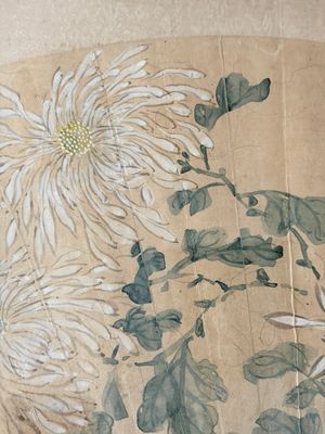 Chinese school: a framed painted fan with flowers, ink and colour on paper, dated 1924 — photo 6