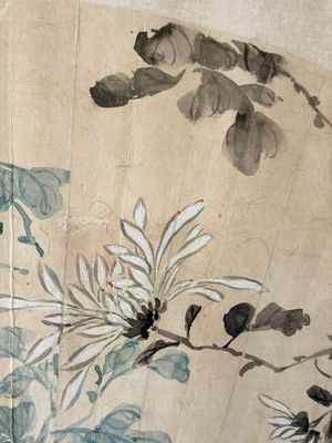 Chinese school: a framed painted fan with flowers, ink and colour on paper, dated 1924 — photo 7