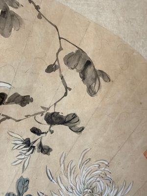 Chinese school: a framed painted fan with flowers, ink and colour on paper, dated 1924 — photo 8