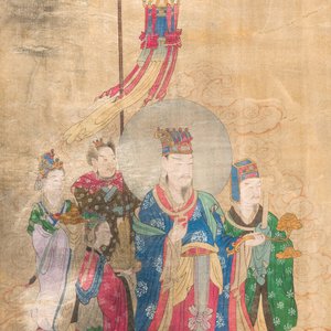 Chinese school: 'A procession of deities', ink and colour on silk, Qing — photo 1