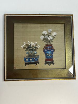 Chinese school: a set of three 'Floral Arrangements' paintings, ink and colour on silk, Republic — photo 13