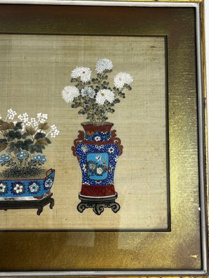 Chinese school: a set of three 'Floral Arrangements' paintings, ink and colour on silk, Republic — photo 15