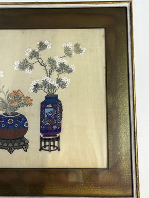 Chinese school: a set of three 'Floral Arrangements' paintings, ink and colour on silk, Republic — photo 3