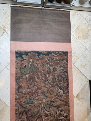 Chinese school: 'A sky full of Buddhist divinities', ink and colour on silk, 18th C. — photo 1