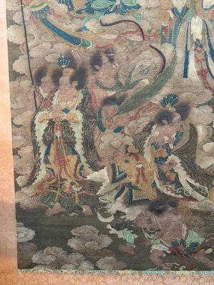 Chinese school: 'A sky full of Buddhist divinities', ink and colour on silk, 18th C. — photo 8