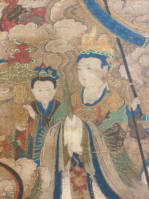 Chinese school: 'A sky full of Buddhist divinities', ink and colour on silk, 18th C. — 照片 13