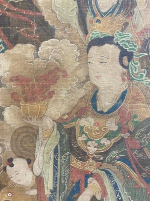 Chinese school: 'A sky full of Buddhist divinities', ink and colour on silk, 18th C. — 照片 7
