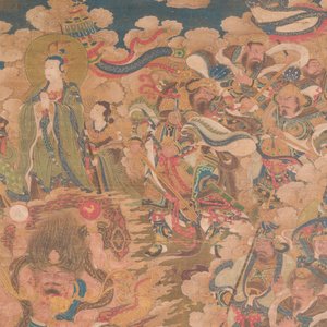 Chinese school: 'A sky full of Buddhist divinities', ink and colour on silk, 18th C. — 照片 2