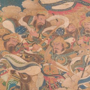 Chinese school: 'A sky full of Buddhist divinities', ink and colour on silk, 18th C. — 照片 6