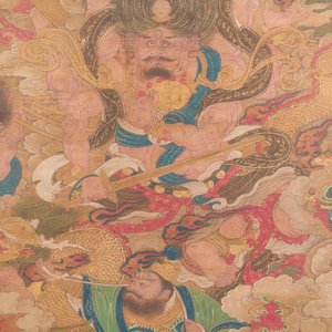 Chinese school: 'A sky full of Buddhist divinities', ink and colour on silk, 18th C. — 照片 8