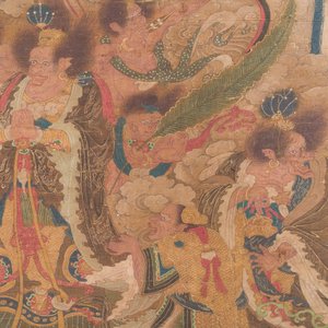Chinese school: 'A sky full of Buddhist divinities', ink and colour on silk, 18th C. — 照片 9