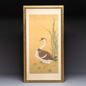 Chinese school: 'A standing goose', ink and colour on silk, 19/20th C. — photo 1