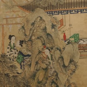 Chinese school: A view on the spring palace, 16/17th C. and 'Guanyin with servants', 19th C. — 照片 2