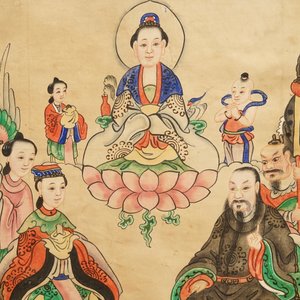 Chinese school: A view on the spring palace, 16/17th C. and 'Guanyin with servants', 19th C. — 照片 6