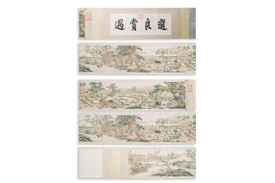 Chinese school, after Giuseppe Castiglione 郎世寧 (1688-1766): '100 horses', handscroll, ink and colour on paper, 18/19th C. — photo 1