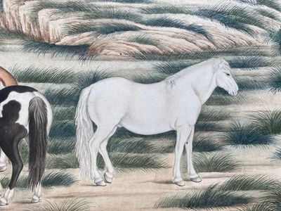 Chinese school, after Giuseppe Castiglione 郎世寧 (1688-1766): '100 horses', handscroll, ink and colour on paper, 18/19th C. — photo 19