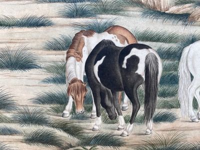 Chinese school, after Giuseppe Castiglione 郎世寧 (1688-1766): '100 horses', handscroll, ink and colour on paper, 18/19th C. — photo 20