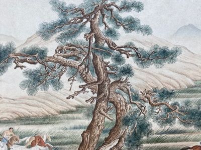 Chinese school, after Giuseppe Castiglione 郎世寧 (1688-1766): '100 horses', handscroll, ink and colour on paper, 18/19th C. — photo 33