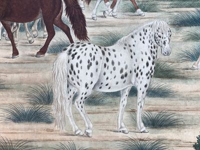 Chinese school, after Giuseppe Castiglione 郎世寧 (1688-1766): '100 horses', handscroll, ink and colour on paper, 18/19th C. — photo 39