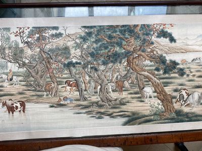 Chinese school, after Giuseppe Castiglione 郎世寧 (1688-1766): '100 horses', handscroll, ink and colour on paper, 18/19th C. — photo 44