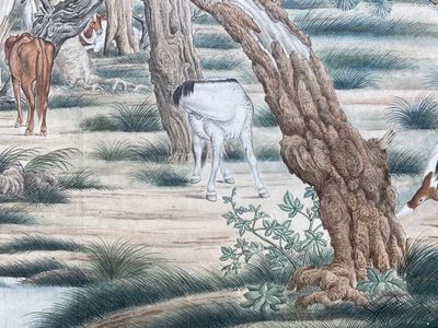 Chinese school, after Giuseppe Castiglione 郎世寧 (1688-1766): '100 horses', handscroll, ink and colour on paper, 18/19th C. — photo 47