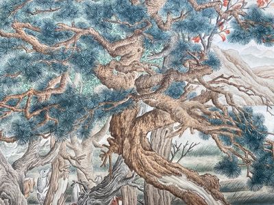 Chinese school, after Giuseppe Castiglione 郎世寧 (1688-1766): '100 horses', handscroll, ink and colour on paper, 18/19th C. — photo 48