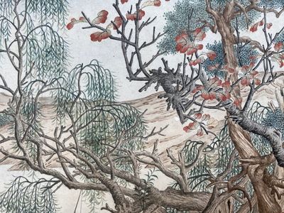 Chinese school, after Giuseppe Castiglione 郎世寧 (1688-1766): '100 horses', handscroll, ink and colour on paper, 18/19th C. — photo 52