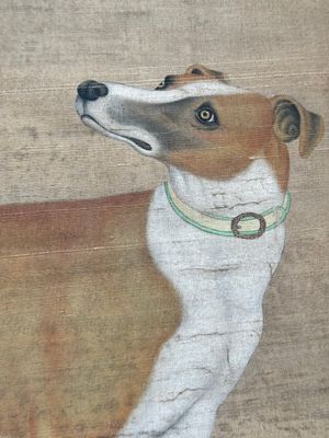 Chinese school, after Giuseppe Castiglione 郎世寧 (1688-1766): 'Hound under the sycamore tree', ink and colour on silk, Qianlong seal mark,18/19th C. — foto 9