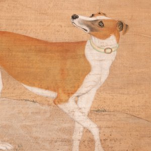 Chinese school, after Giuseppe Castiglione 郎世寧 (1688-1766): 'Hound under the sycamore tree', ink and colour on silk, Qianlong seal mark,18/19th C. — foto 3