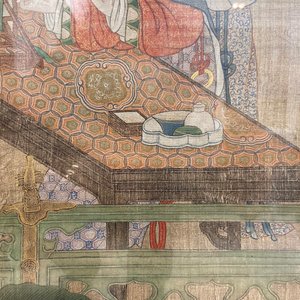 Chinese school, after Li Gonglin, ink and color on silk: 'Lady at her dressing table on a terrace', 17/18th C. — photo 9