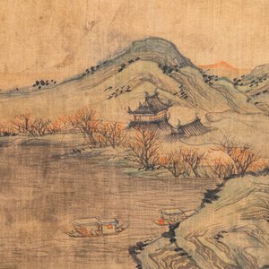 Chinese school, after Qiu Ying (c.1494-1551/52), ink and colour on silk: 'mountainous landscape', inscribed and dated 1545 — photo 4