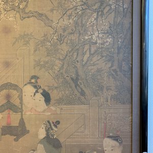 Chinese school, after Su Hanchen (1094-1172), ink and colour on silk: a lady and children near a fish bowl — photo 14